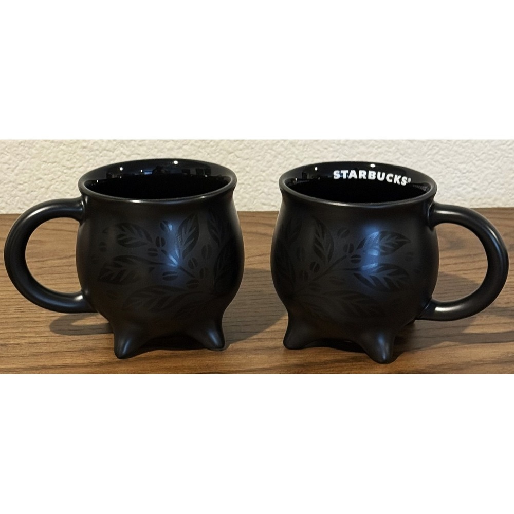 2026 Starbucks Black Cauldron Coffee Mugs Set of 2 Halloween Fall NEW
